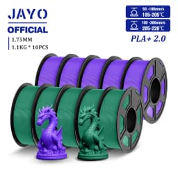 JAYO 2.0 PLA Plus 3D Filament 1.75MM 10 Rolls PLA + 3D Printer Filament Neatly Wound 3D Printing Filament High Toughness