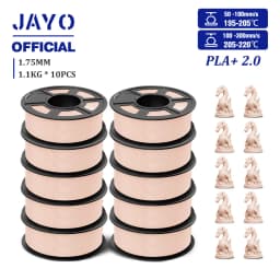 JAYO 2.0 PLA Plus 3D Filament 1.75MM 10 Rolls PLA + 3D Printer Filament Neatly Wound 3D Printing Filament High Toughness