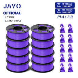 JAYO 2.0 PLA Plus 3D Filament 1.75MM 10 Rolls PLA + 3D Printer Filament Neatly Wound 3D Printing Filament High Toughness
