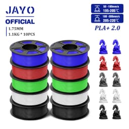 JAYO 2.0 PLA Plus 3D Filament 1.75MM 10 Rolls PLA + 3D Printer Filament Neatly Wound 3D Printing Filament High Toughness