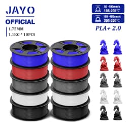 JAYO 2.0 PLA Plus 3D Filament 1.75MM 10 Rolls PLA + 3D Printer Filament Neatly Wound 3D Printing Filament High Toughness