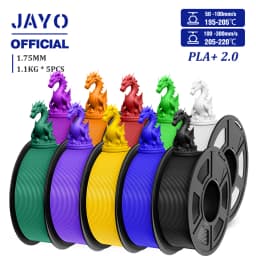 JAYO 2.0 PLA Plus 3D Filament 1.75MM 10 Rolls PLA + 3D Printer Filament Neatly Wound 3D Printing Filament High Toughness