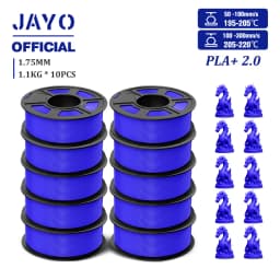 JAYO 2.0 PLA Plus 3D Filament 1.75MM 10 Rolls PLA + 3D Printer Filament Neatly Wound 3D Printing Filament High Toughness