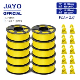JAYO 2.0 PLA Plus 3D Filament 1.75MM 10 Rolls PLA + 3D Printer Filament Neatly Wound 3D Printing Filament High Toughness