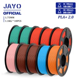 JAYO 2.0 PLA Plus 3D Filament 1.75MM 10 Rolls PLA + 3D Printer Filament Neatly Wound 3D Printing Filament High Toughness