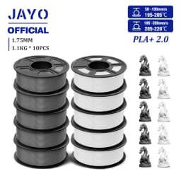JAYO 2.0 PLA Plus 3D Filament 1.75MM 10 Rolls PLA + 3D Printer Filament Neatly Wound 3D Printing Filament High Toughness