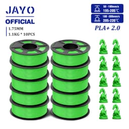 JAYO 2.0 PLA Plus 3D Filament 1.75MM 10 Rolls PLA + 3D Printer Filament Neatly Wound 3D Printing Filament High Toughness