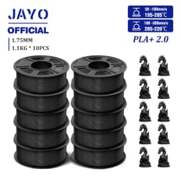 JAYO 2.0 PLA Plus 3D Filament 1.75MM 10 Rolls PLA + 3D Printer Filament Neatly Wound 3D Printing Filament High Toughness