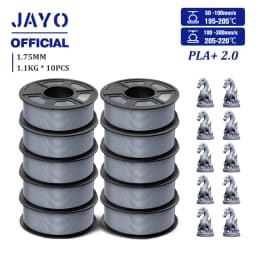 JAYO 2.0 PLA Plus 3D Filament 1.75MM 10 Rolls PLA + 3D Printer Filament Neatly Wound 3D Printing Filament High Toughness