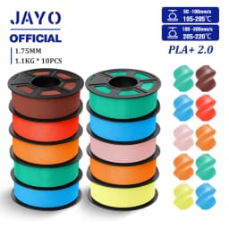 JAYO 2.0 PLA Plus 3D Filament 1.75MM 10 Rolls PLA + 3D Printer Filament Neatly Wound 3D Printing Filament High Toughness