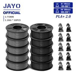 JAYO 2.0 PLA Plus 3D Filament 1.75MM 10 Rolls PLA + 3D Printer Filament Neatly Wound 3D Printing Filament High Toughness
