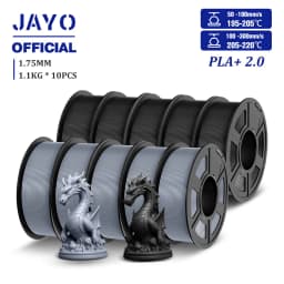 JAYO 2.0 PLA Plus 3D Filament 1.75MM 10 Rolls PLA + 3D Printer Filament Neatly Wound 3D Printing Filament High Toughness