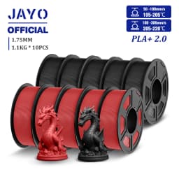 JAYO 2.0 PLA Plus 3D Filament 1.75MM 10 Rolls PLA + 3D Printer Filament Neatly Wound 3D Printing Filament High Toughness
