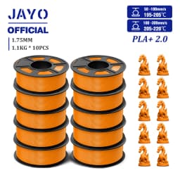 JAYO 2.0 PLA Plus 3D Filament 1.75MM 10 Rolls PLA + 3D Printer Filament Neatly Wound 3D Printing Filament High Toughness