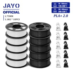 JAYO 2.0 PLA Plus 3D Filament 1.75MM 10 Rolls PLA + 3D Printer Filament Neatly Wound 3D Printing Filament High Toughness