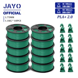 JAYO 2.0 PLA Plus 3D Filament 1.75MM 10 Rolls PLA + 3D Printer Filament Neatly Wound 3D Printing Filament High Toughness
