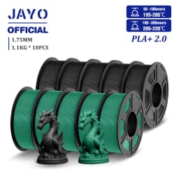 JAYO 2.0 PLA Plus 3D Filament 1.75MM 10 Rolls PLA + 3D Printer Filament Neatly Wound 3D Printing Filament High Toughness