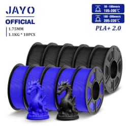 JAYO 2.0 PLA Plus 3D Filament 1.75MM 10 Rolls PLA + 3D Printer Filament Neatly Wound 3D Printing Filament High Toughness