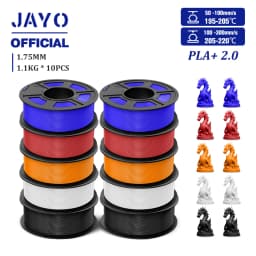 JAYO 2.0 PLA Plus 3D Filament 1.75MM 10 Rolls PLA + 3D Printer Filament Neatly Wound 3D Printing Filament High Toughness