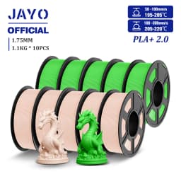 JAYO 2.0 PLA Plus 3D Filament 1.75MM 10 Rolls PLA + 3D Printer Filament Neatly Wound 3D Printing Filament High Toughness