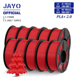 JAYO 2.0 PLA Plus 3D Filament 1.75MM 10 Rolls PLA + 3D Printer Filament Neatly Wound 3D Printing Filament High Toughness