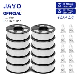 JAYO 2.0 PLA Plus 3D Filament 1.75MM 10 Rolls PLA + 3D Printer Filament Neatly Wound 3D Printing Filament High Toughness