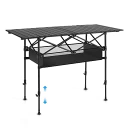 Portable Aluminum Camping Table with Under-Table Storage Organizer for Outdoor Activities, Picnics, Barbecues, Parties