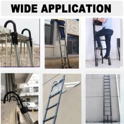 Aluminium Extendable ladder with 2 Detachable Hooks, Non-slip Multi-purpose for Home and Outdoor, 150kg Load Capacity, EN131