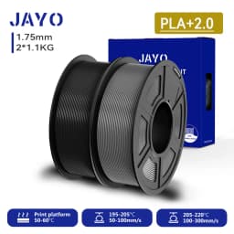 JAYO 2.0 PLA Plus 3D Filament 1.75MM Upgrade PLA + 3D Printer Filament 2 Rolls Neatly Wound 3D Printing Filament High Toughness