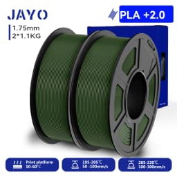 JAYO 2.0 PLA Plus 3D Filament 1.75MM Upgrade PLA + 3D Printer Filament 2 Rolls Neatly Wound 3D Printing Filament High Toughness