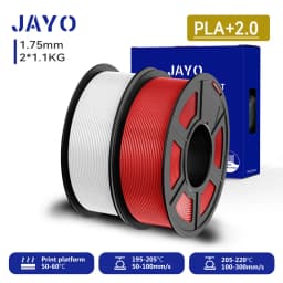 JAYO 2.0 PLA Plus 3D Filament 1.75MM Upgrade PLA + 3D Printer Filament 2 Rolls Neatly Wound 3D Printing Filament High Toughness