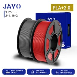 JAYO 2.0 PLA Plus 3D Filament 1.75MM Upgrade PLA + 3D Printer Filament 2 Rolls Neatly Wound 3D Printing Filament High Toughness