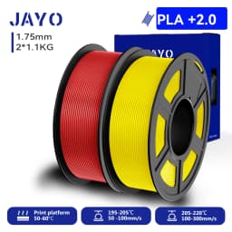 JAYO 2.0 PLA Plus 3D Filament 1.75MM Upgrade PLA + 3D Printer Filament 2 Rolls Neatly Wound 3D Printing Filament High Toughness