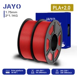 JAYO 2.0 PLA Plus 3D Filament 1.75MM Upgrade PLA + 3D Printer Filament 2 Rolls Neatly Wound 3D Printing Filament High Toughness
