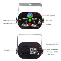 U'King L-aser Light+RGB LED Party Light Stage Effect Light Without Battery with Suction Cup and Remote Control for DJ Party KTV