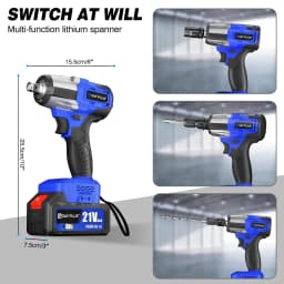 DayPlus Cordless Impact Wrench 1/2 inch, Brushless Impact Gun 450N.m High Torque, 3200rpm Variable Speed with 4 Socket Sets