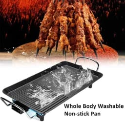 DayPlus Electric Smokeless Grill, 1500W Electric Indoor BBQ Barbecue Grill, Household Cooking&Adjustable Temperature&Drip Tray