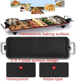 DayPlus Electric Smokeless Grill, 1500W Electric Indoor BBQ Barbecue Grill, Household Cooking&Adjustable Temperature&Drip Tray