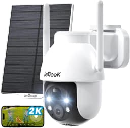 ieGeek 2K 3MP 360° PTZ HD Outdoor Solar Surveillance Camera,  Outdoor Battery  with PIR Motion Sensor, Colour Night Vision