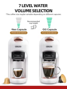 Cafelffe 5 in 1 Multiple Capsule Coffee Machine Hot/Cold DG Cappuccino Nespresso Capsule ESE Pod Ground Coffee Cafeteria 19Bar