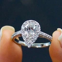 Huitan Luxury Crystal Water Drop CZ Rings Women Proposal Engagement Ring Exquisite Wedding Anniversary Gift Party Trendy Jewelry