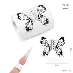 100 Pcs Professional Nail Forms Acrylic UV Gel Polish Nail Extension Stencil Manicure Tools DIY French Manicure Adhesive Sticker