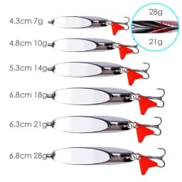 1PCMetal Spinner Spoon 7/10/14/18/21/28g Fishing Lure Hard Baits Sequins Noise Paillette with Feather Treble Hook Fishing Tackle