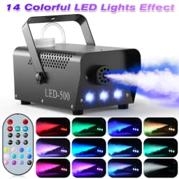 Gwong 500W RGB LED Colorful Smoke Machine LED Remote Fogger Ejector for Disco DJ Show Wedding Party Stage Light Effects Fog Machine