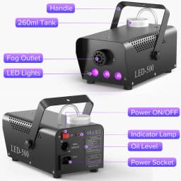 Gwong 500W RGB LED Colorful Smoke Machine LED Remote Fogger Ejector for Disco DJ Show Wedding Party Stage Light Effects Fog Machine