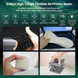 SUNLU 1KG Nylon-Like/Toughness 3D Resin 1000G/Bottle 405nm Rapid UV-Curing Photopolymer Resin for 4K/8K LCD/DLP/SLA 3D Printer