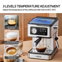 Cafelffe Espresso Coffee Machines Stainless Steel with Milk Frother Steam Wand Semi-Automatic Cappuccino Maker 20Bar Cafetera