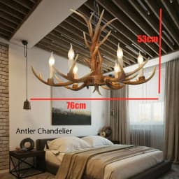 Vintage Chandelier Resin Deer Horn Antler Ceiling Light Pendant Lamp For Restaurant Bedroom Living Room Home Decor
