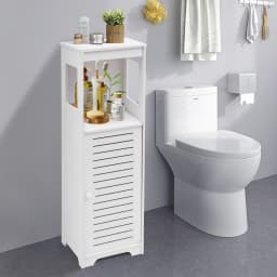 Bathroom Floor Cabinet Free Standing Slim Bathroom Cabinet With Paper Towel Drawer & Cupboard Storage Organizer Home Furniture