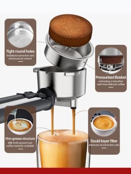 Cafelffe 4-in-1 Coffee Maker Hot/Cold Dolce Gusto&Nespresso Capsule ESE Pod Ground Cappuccino Espresso Machine Cafetera 19 Bar